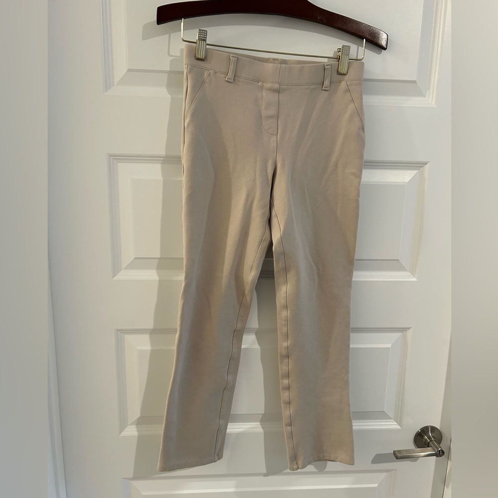 Quince Ultra Stretch Ponte Straight Leg Pants Tan Size XS Petite